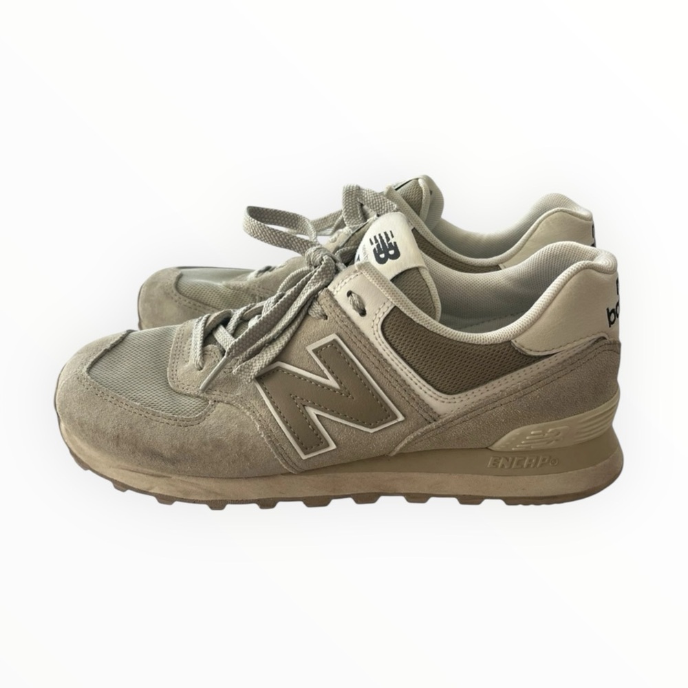 New Balance 574 Women’s Size 9 Green Suede Shoes Used No Box - Picture 2 of 7